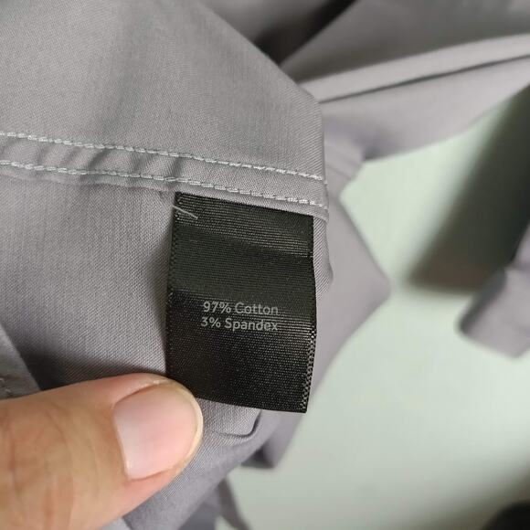 MARC ANTHONY Mens Solid Gray Long Sleeve Dress Shirt Stretch Slim Fit 16.5/32-33 - Picture 7 of 8